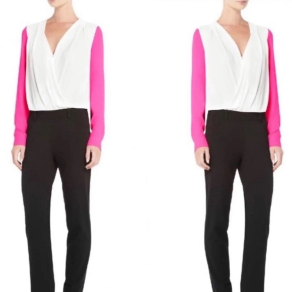 181. Nwot BCBGMAXAZRIA Pink and White And Black Jumpsuit - Picture 1 of 5